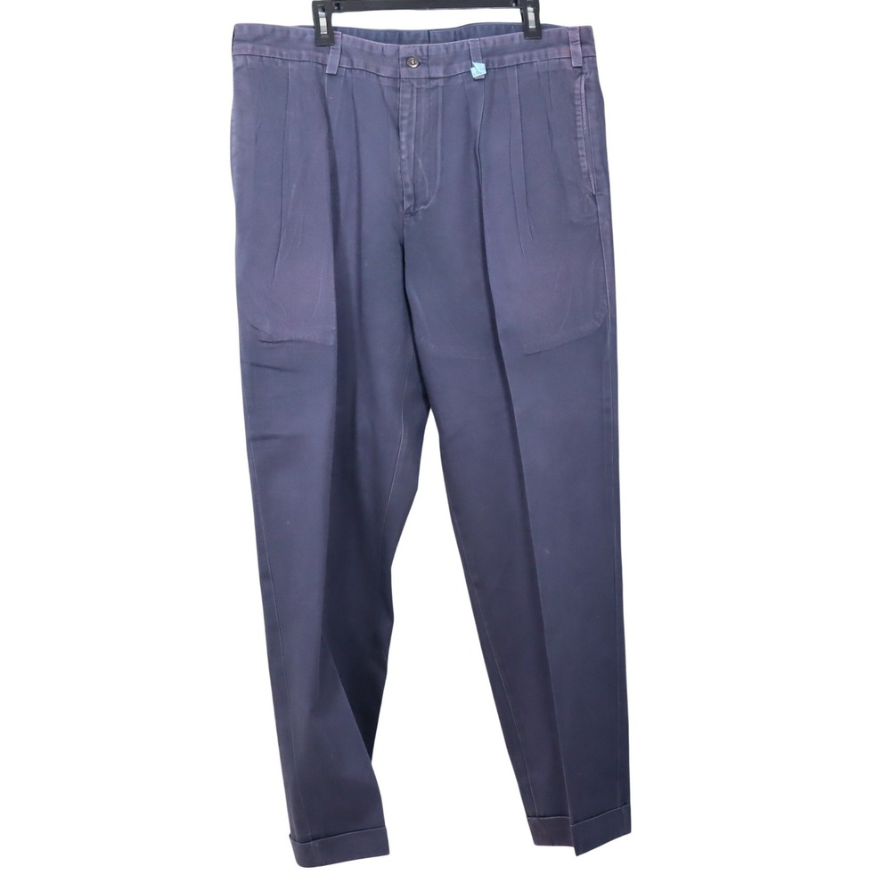 Bills Khakis Pleated Chino Pants 38 Blue Mens Classic Fit USA Cotton Trousers